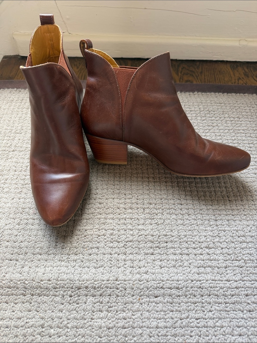 Sezane Women's Brown Leather Ankle Boots
